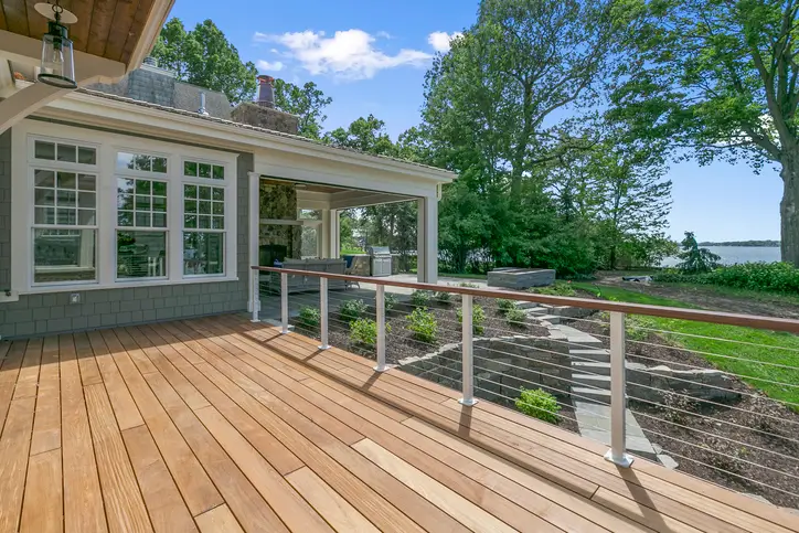 Wooden deck on a beautiful lake house in Annapolis, MD