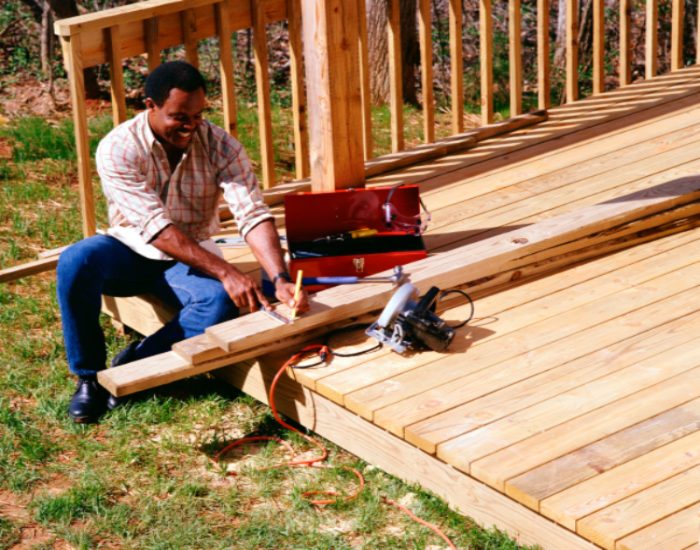 Deck Contractor From Five Star Deck Service Repairing Deck In Annapolis, MD